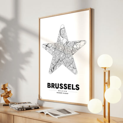 Brussels Star Map Poster