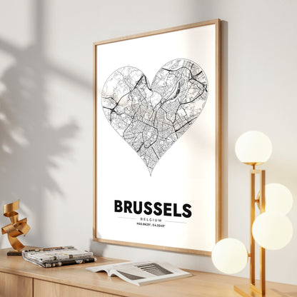 Brussels Heart Map Poster
