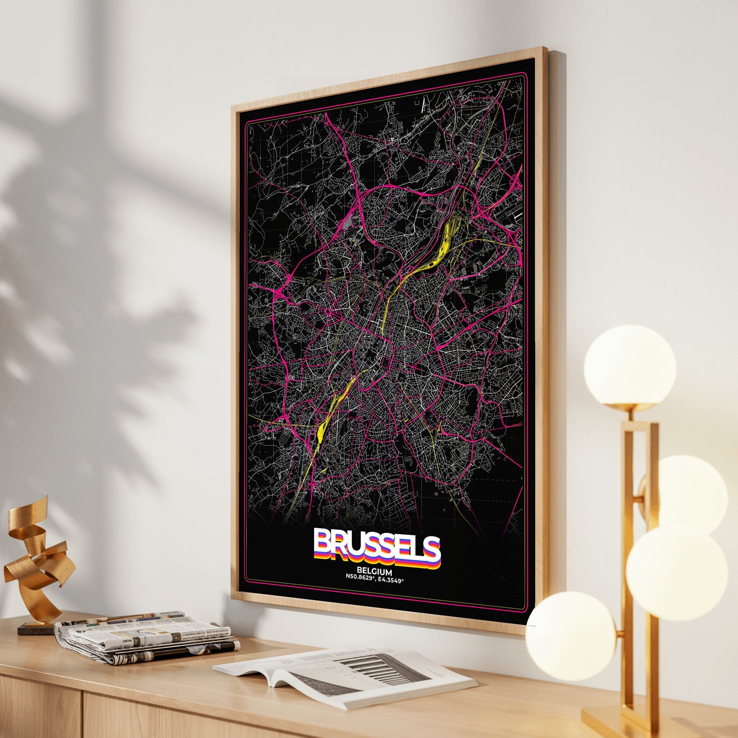 Brussels Retro Map Poster