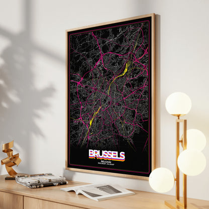 Brussels Retro Map Poster