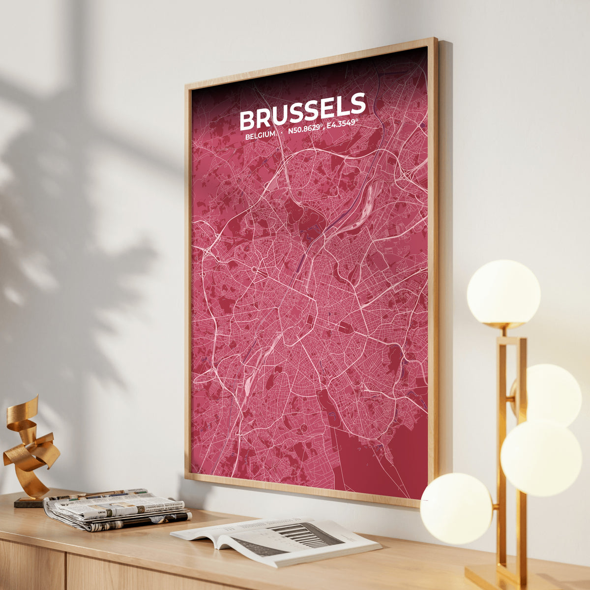 Brussels Scarlet Map Poster