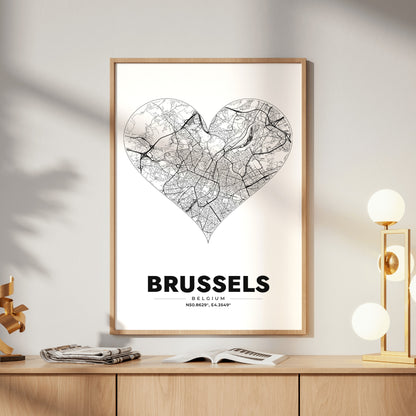 Brussels Heart Map Poster