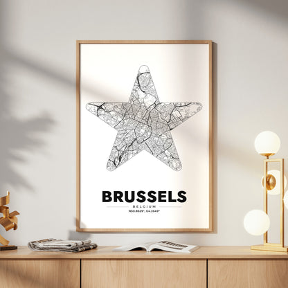 Brussels Star Map Poster