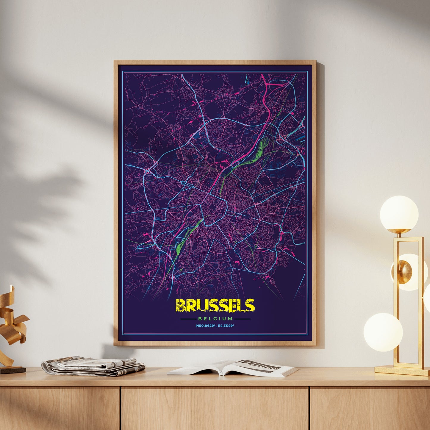 Brussels Cyberpunk Map Poster