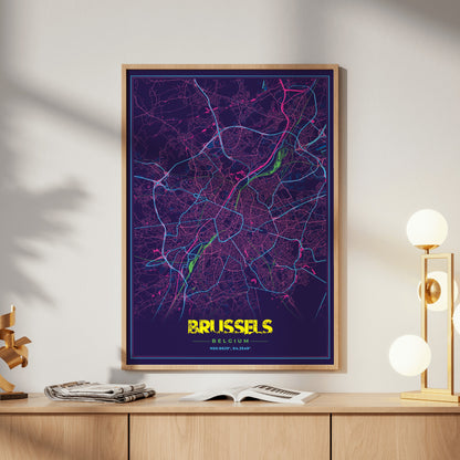 Brussels Cyberpunk Map Poster