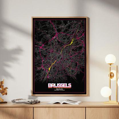 Brussels Retro Map Poster