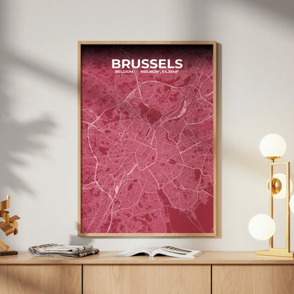 Brussels Scarlet Map Poster
