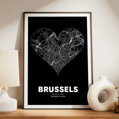 Brussels Heart Map Poster