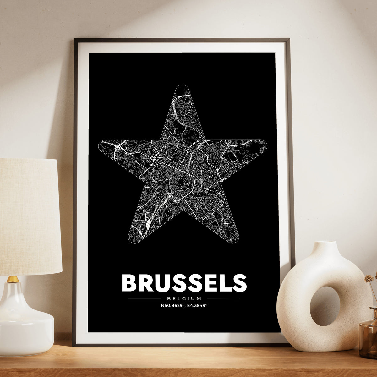 Brussels Star Map Poster