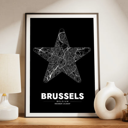 Brussels Star Map Poster