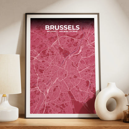 Brussels Scarlet Map Poster
