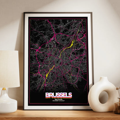 Brussels Retro Map Poster