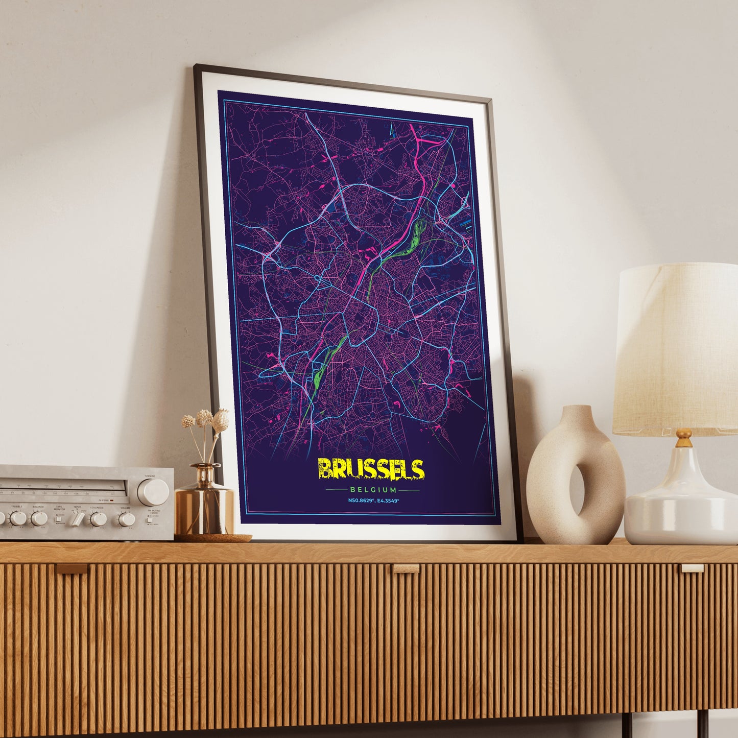 Brussels Cyberpunk Map Poster