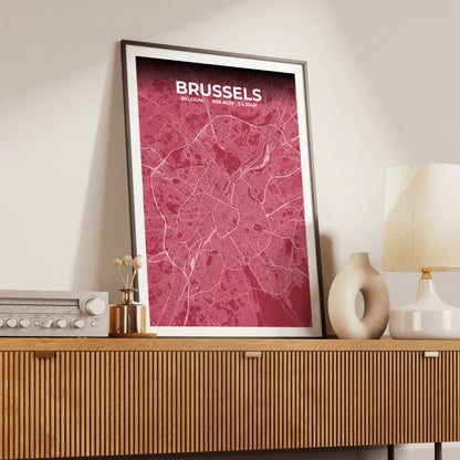 Brussels Scarlet Map Poster