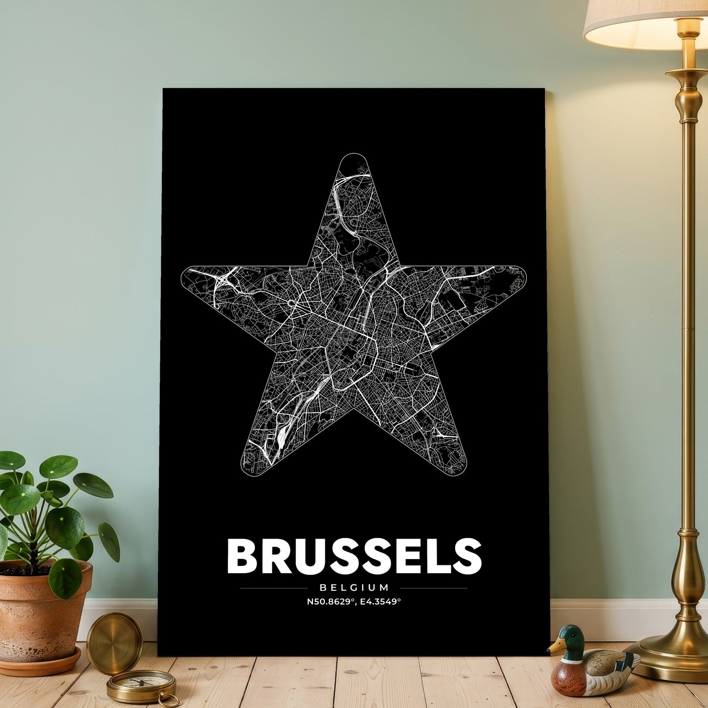 Brussels Star Map Poster