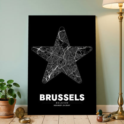 Brussels Star Map Poster