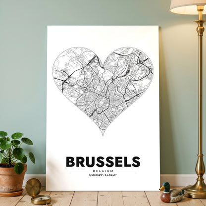 Brussels Heart Map Poster