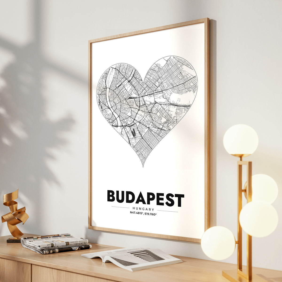 Budapest Heart Map Poster