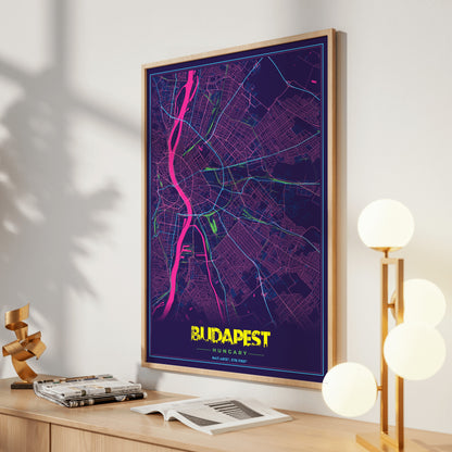 Budapest Cyberpunk Map Poster