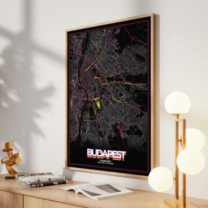 Budapest Retro Map Poster