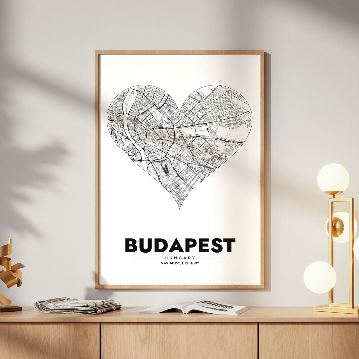 Budapest Heart Map Poster