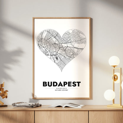 Budapest Heart Map Poster