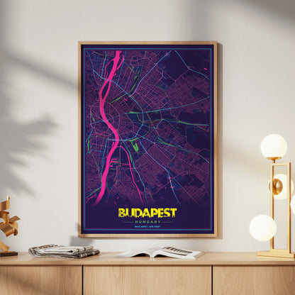 Budapest Cyberpunk Map Poster