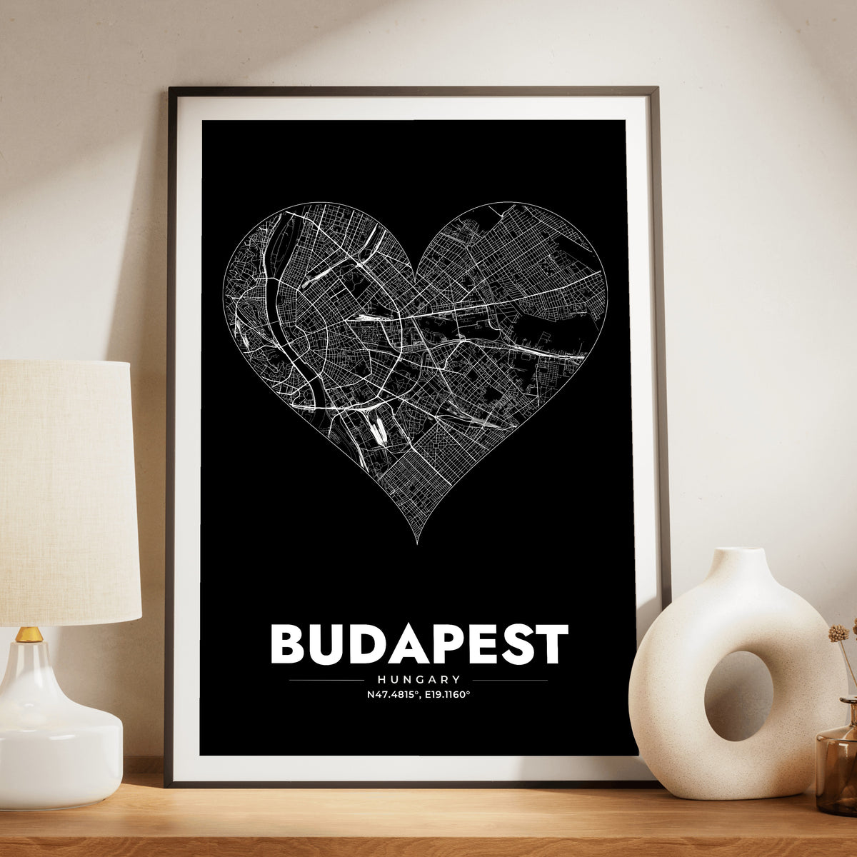 Budapest Heart Map Poster
