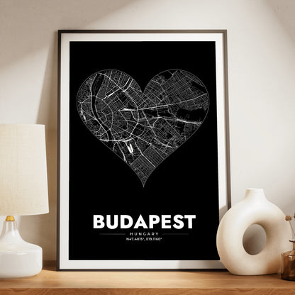 Budapest Heart Map Poster