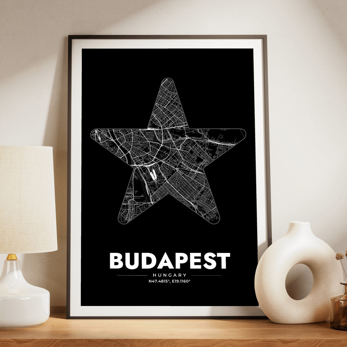 Budapest Star Map Poster