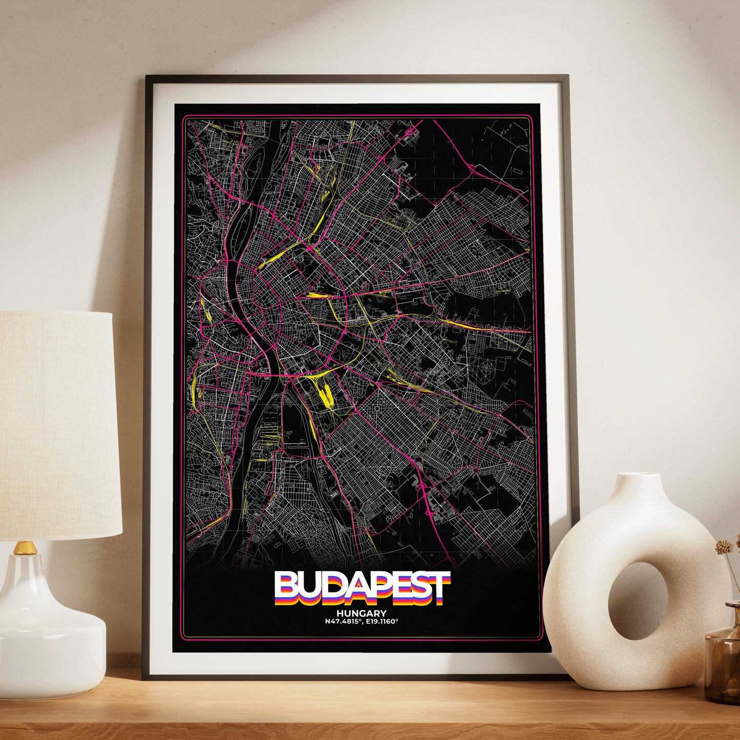 Budapest Retro Map Poster