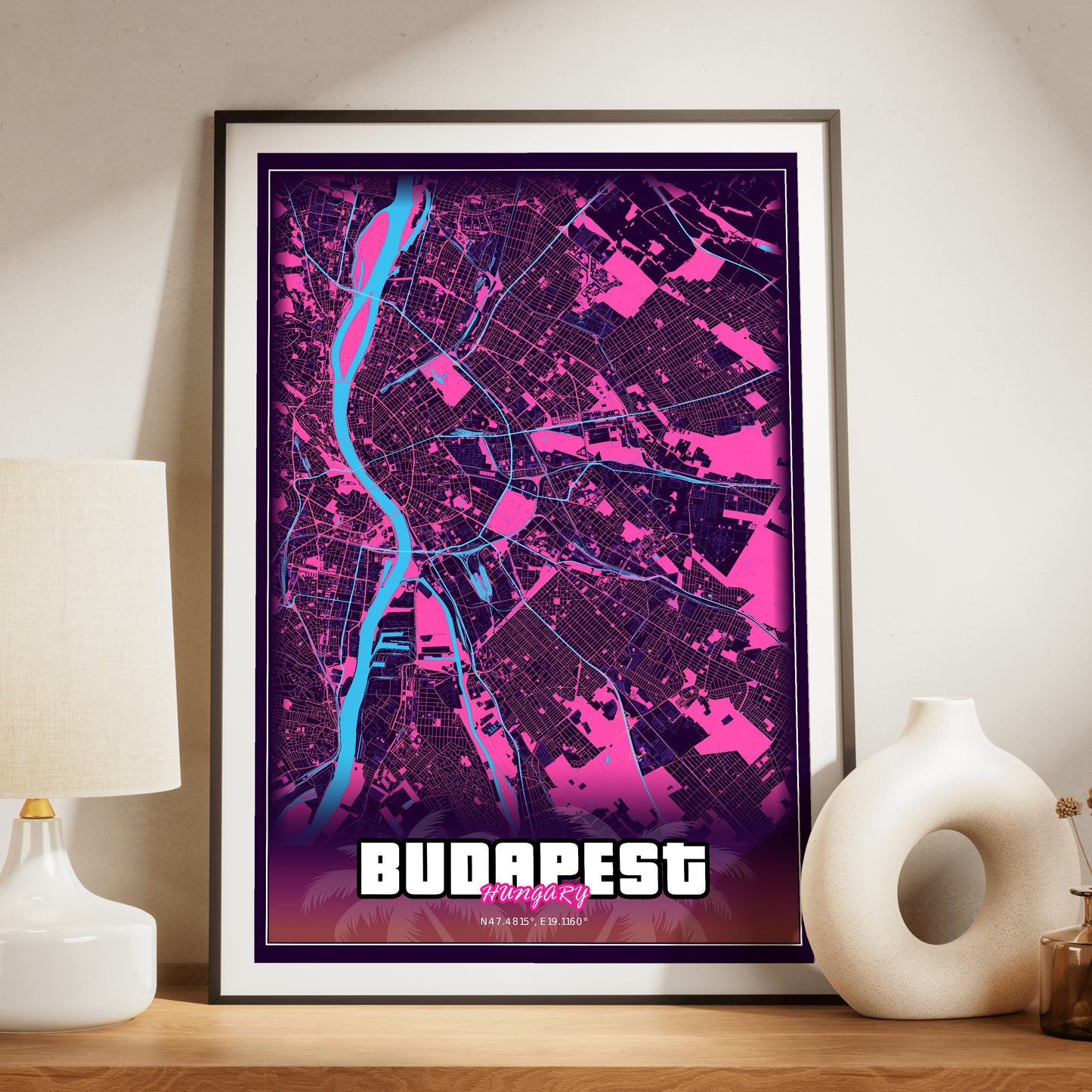 Budapest GTA Map Poster