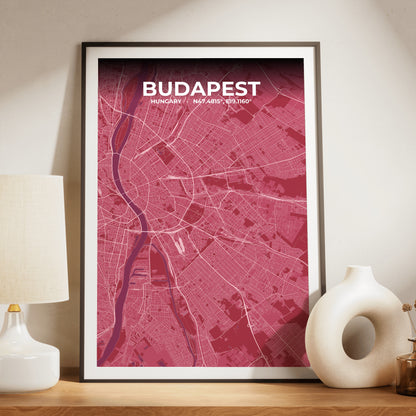 Budapest Scarlet Map Poster