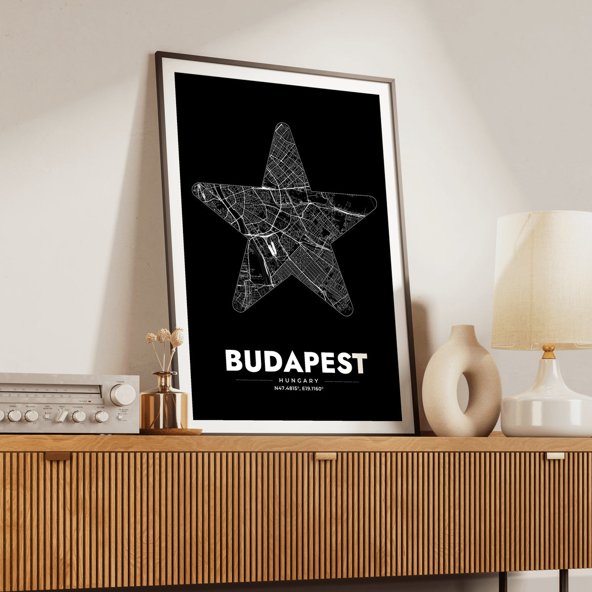 Budapest Star Map Poster