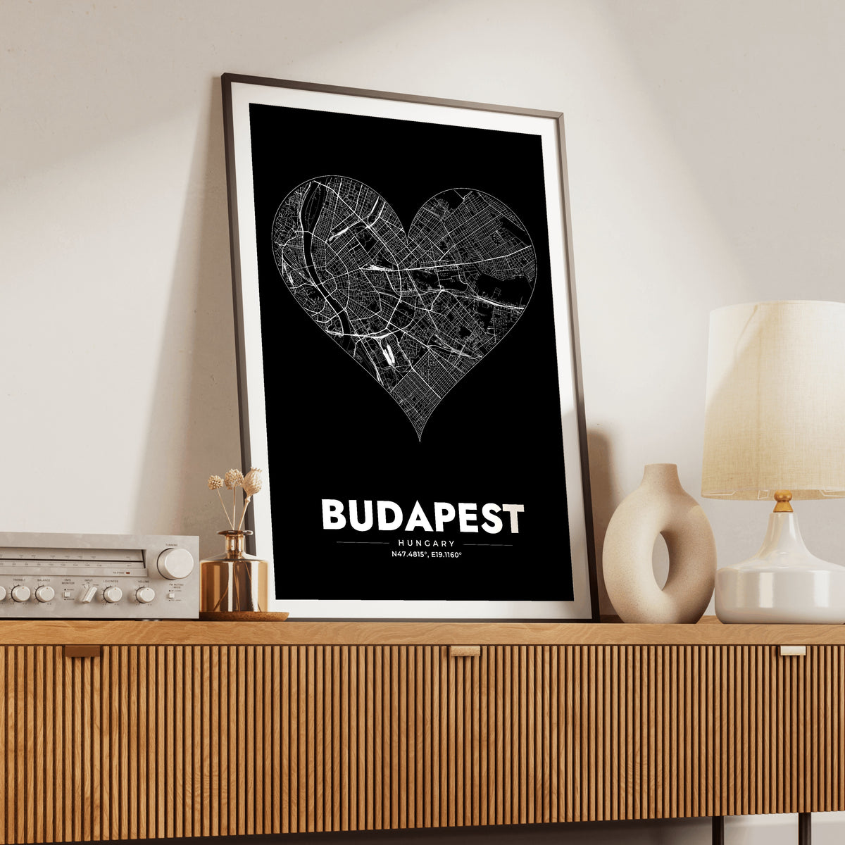 Budapest Heart Map Poster