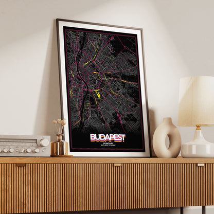 Budapest Retro Map Poster