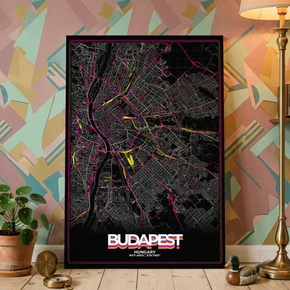 Budapest Retro Map Poster