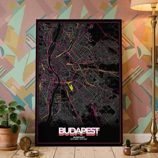 Budapest Retro Map Poster