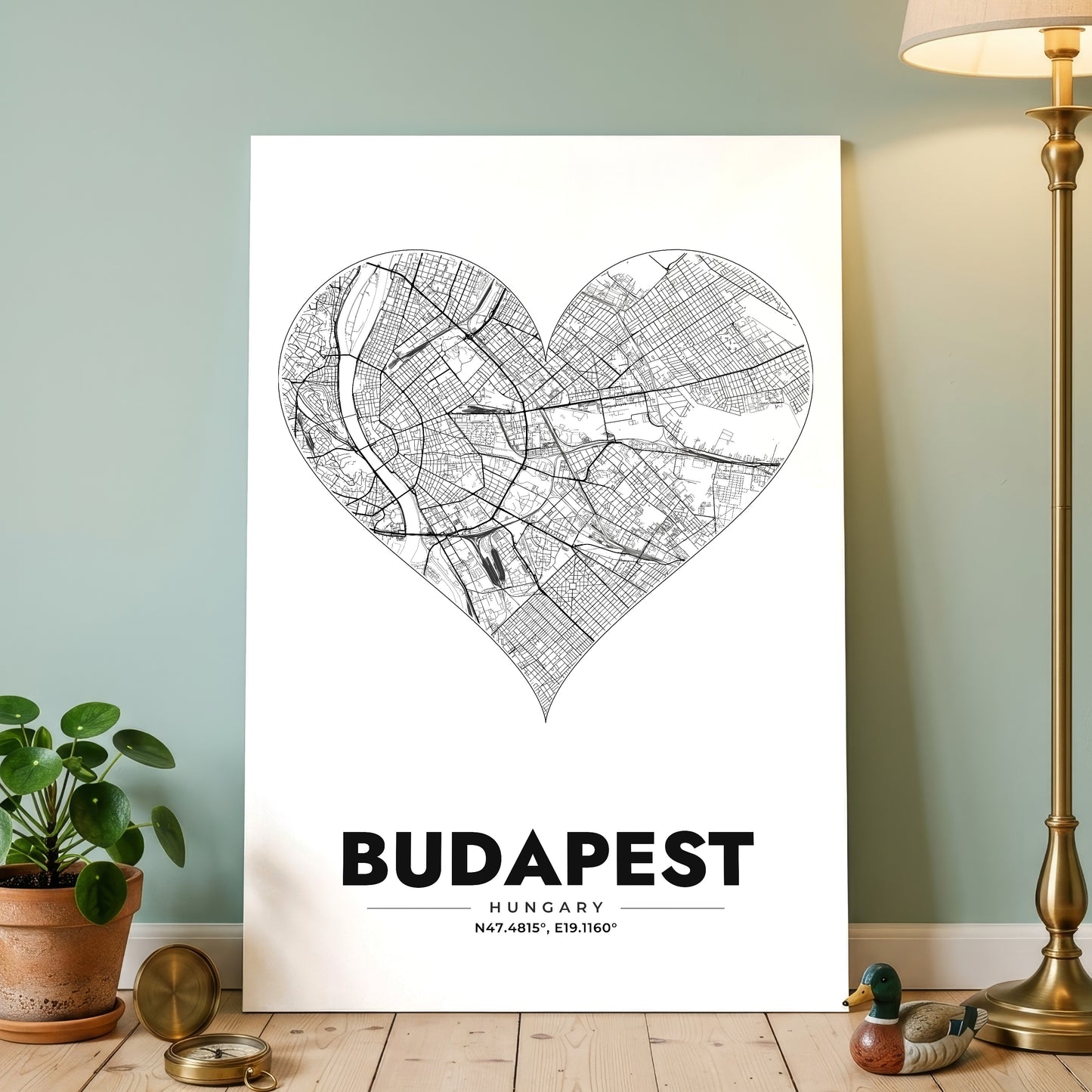 Budapest Heart Map Poster