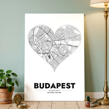 Budapest Heart Map Poster