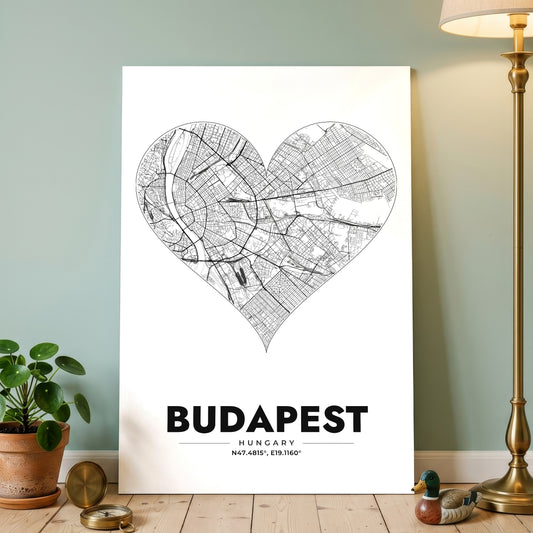 Budapest Heart Map Poster