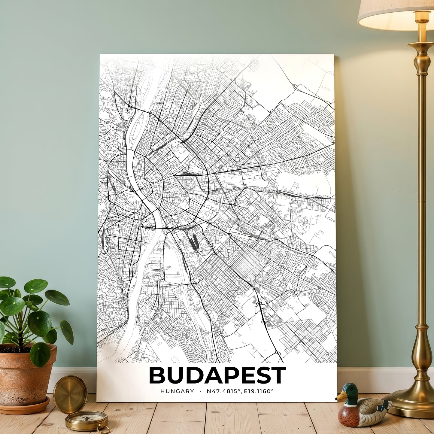 Budapest Elegant Map Poster