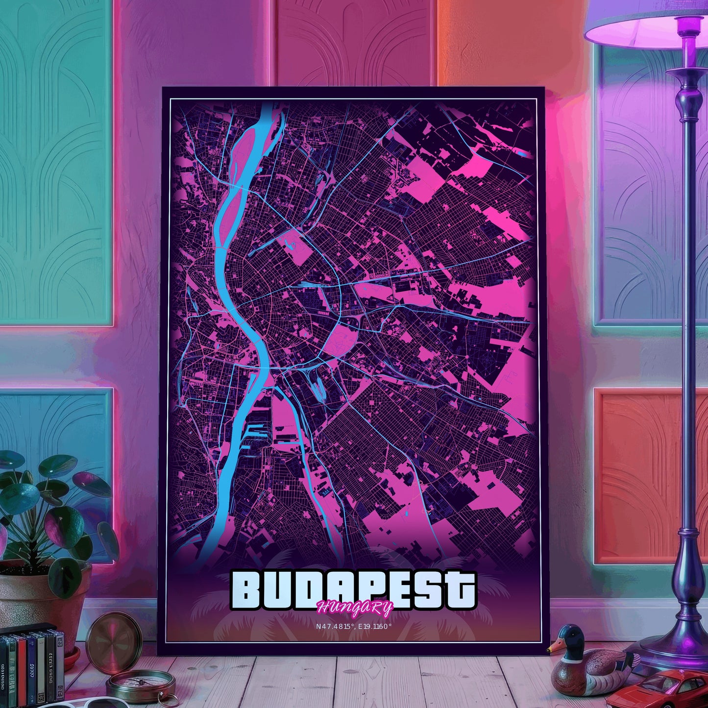 Budapest GTA Map Poster