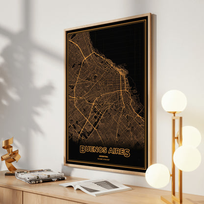 Buenos Aires Phosphor Map Poster - Amber CRT