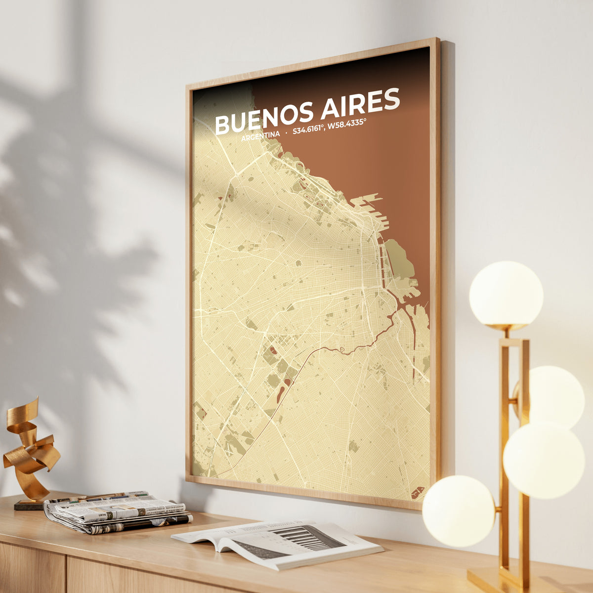 Buenos Aires Ember Map Poster