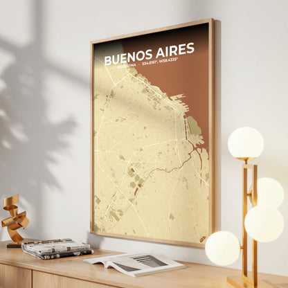 Buenos Aires Ember Map Poster