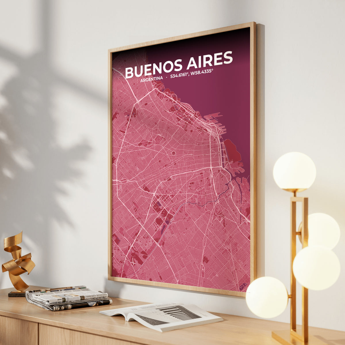 Buenos Aires Scarlet Map Poster