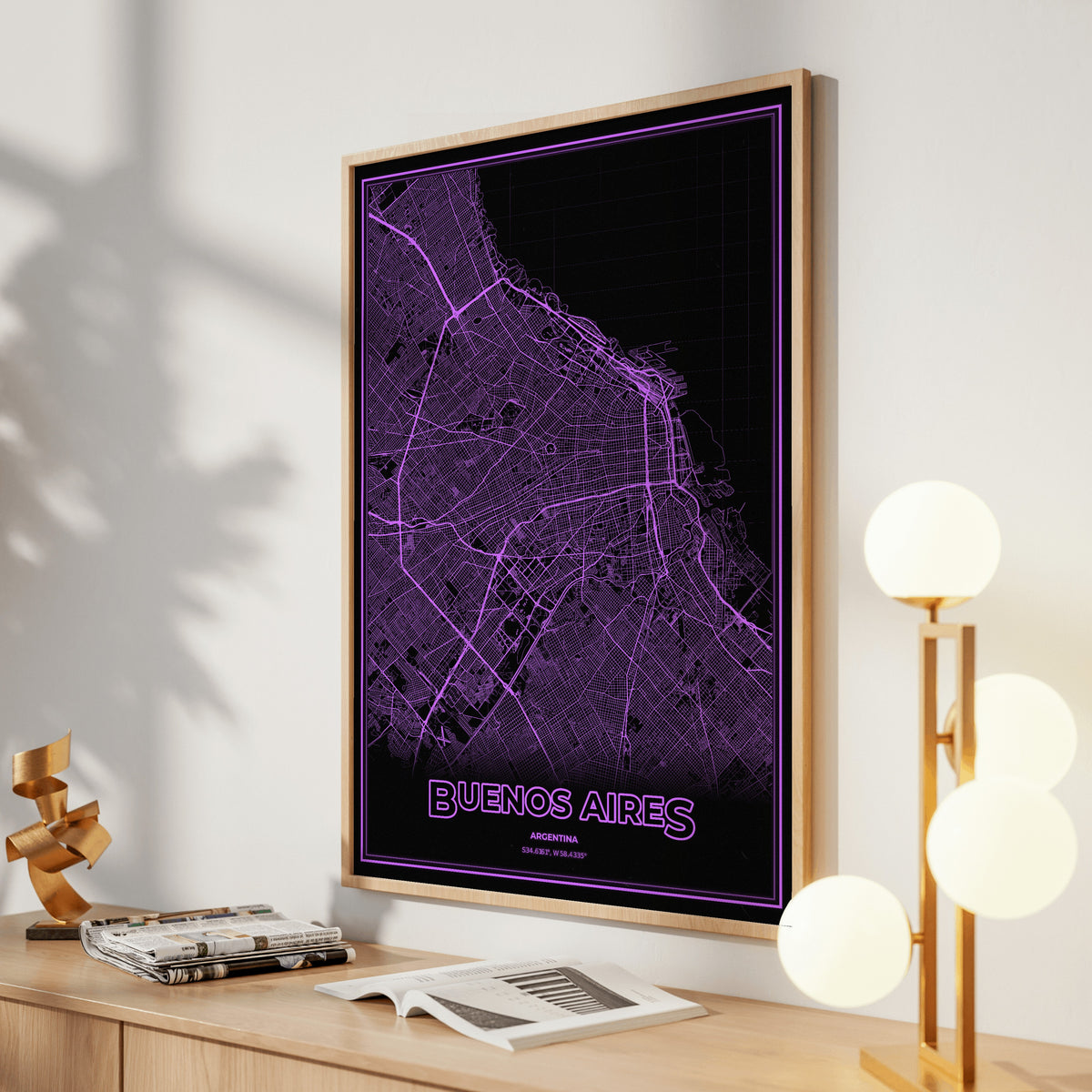 Buenos Aires Phosphor Map Poster - EGA Violet