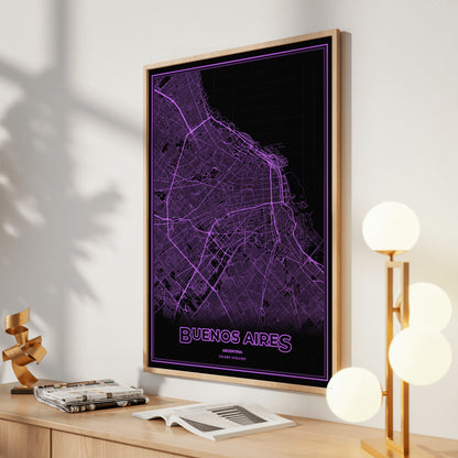 Buenos Aires Phosphor Map Poster - EGA Violet
