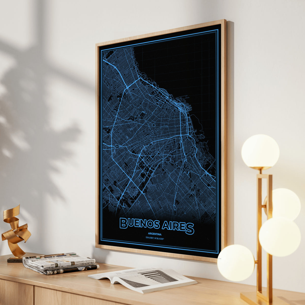 Buenos Aires Phosphor Map Poster - IBM Blue